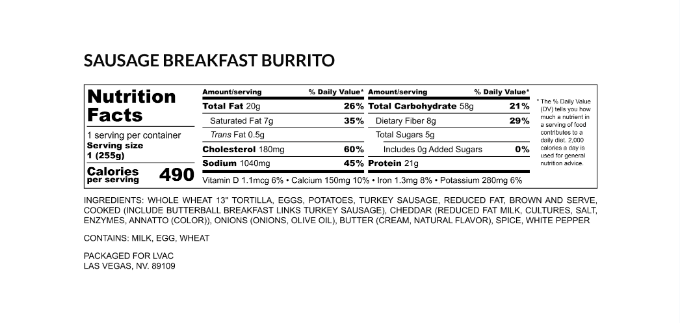 Sausage Breakfast Burrito