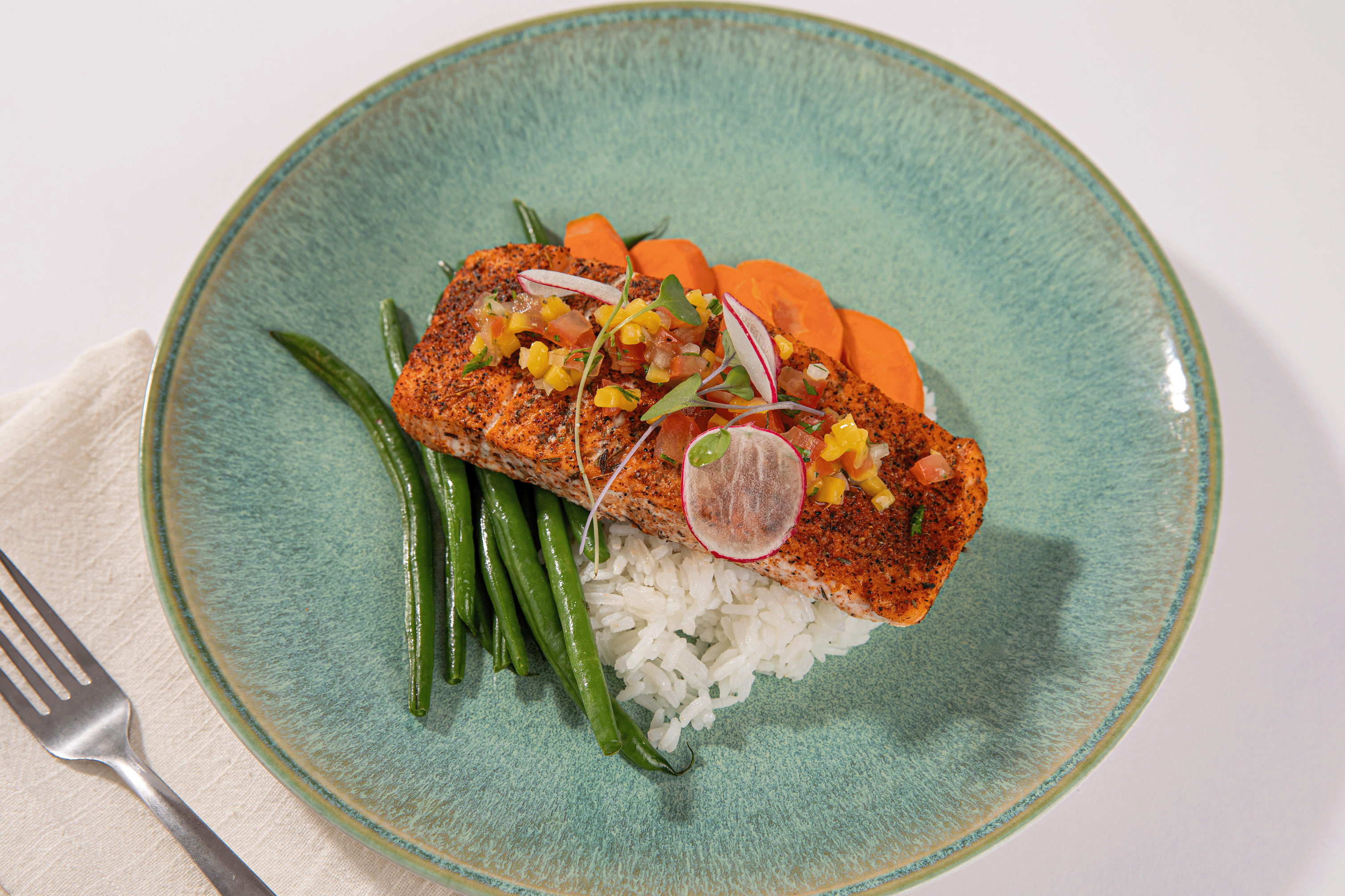 Salmon Blackened Lime Mango Salsa